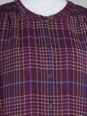 NWT Ann Taylor Women's Plaid Long-Sleeve Button-Up Lined Blouse Size XS (C1972)